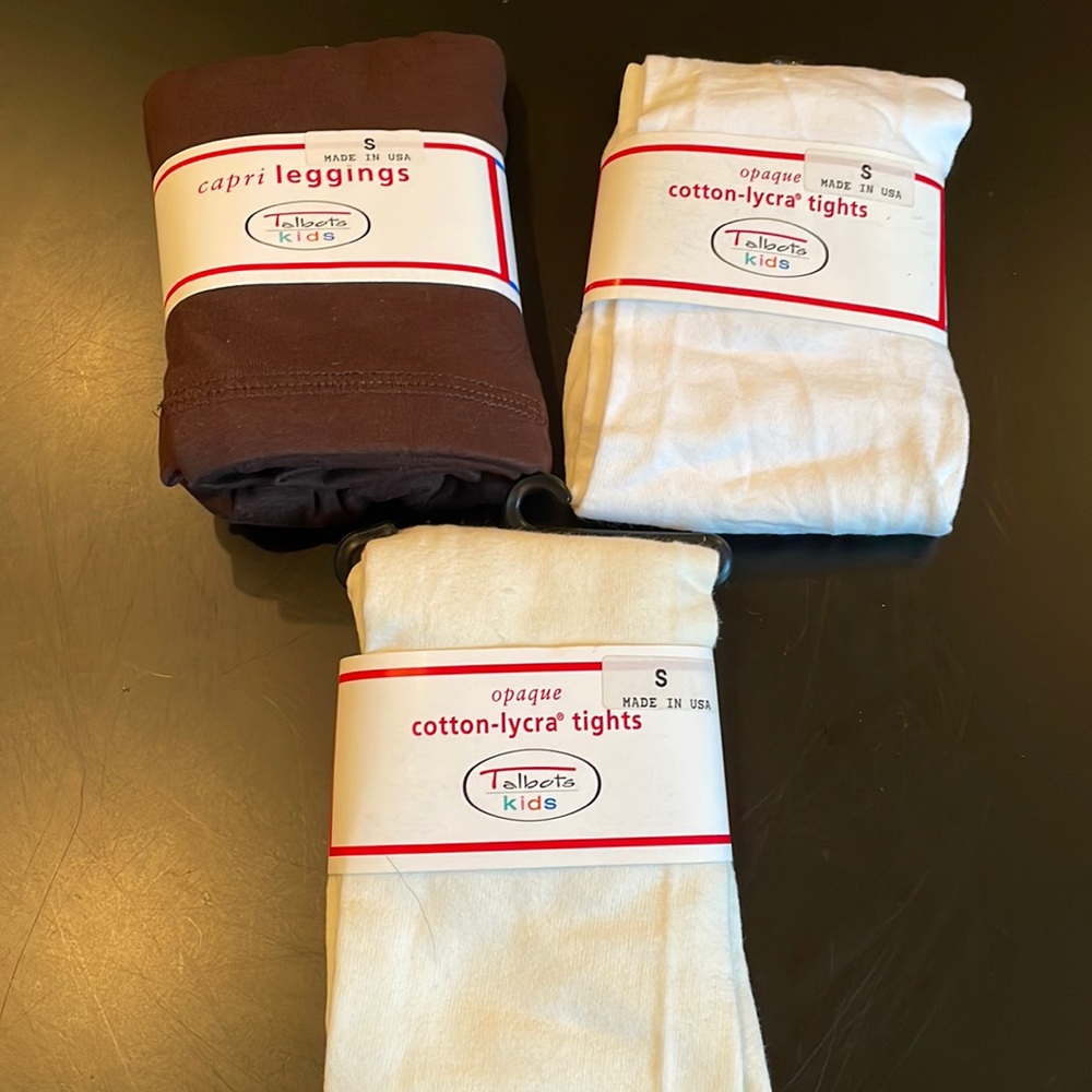 NWT- Talbots tights and Capri leggings-white, ivory and brown-great basics!